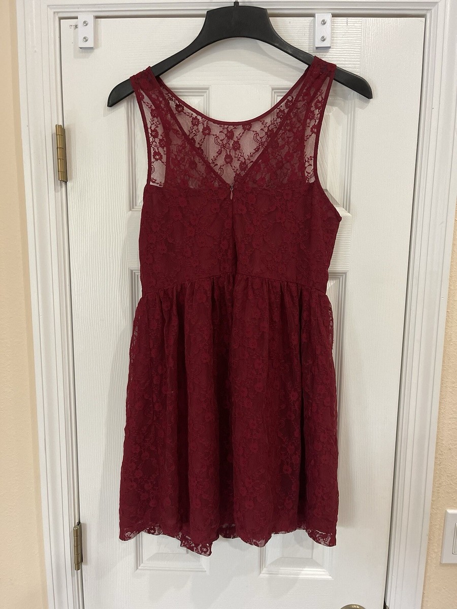 chinese dress ladies Forever 21 Black & Red Lace V-Neck Long Sleeve Baby Doll Dress  Zoehify