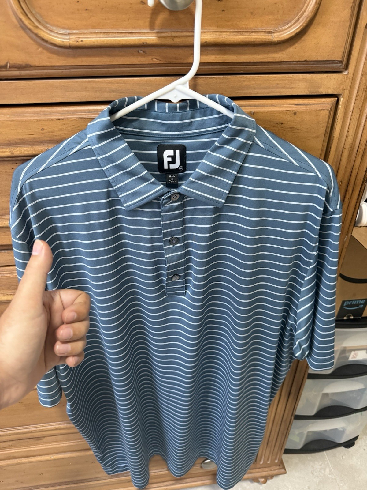FootJoy Men's Golf Polo Size XL Nice Blue Striped Polyester Fast Shipping!