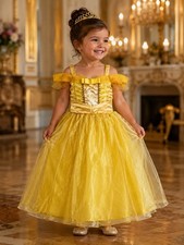 Princess Belle Fancy Dress Up Dress Costume Party Birthday Halloween Tulle 3T