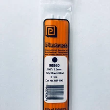 Plastruct 90860 Styrene Round Rod 0.100"x 10" (5)