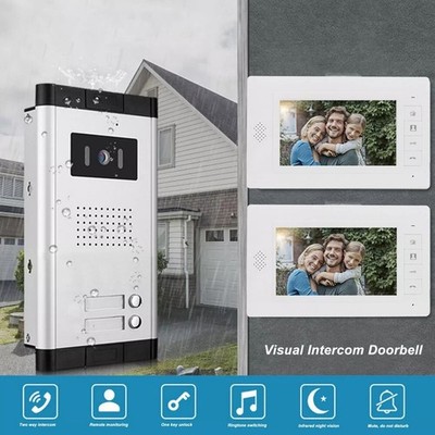 2-4 Familienhaus 2 DRAHT BUS VIDEO TÜRSPRECHANLAGE SPRECHANLAGE mit 7''Monitor、、