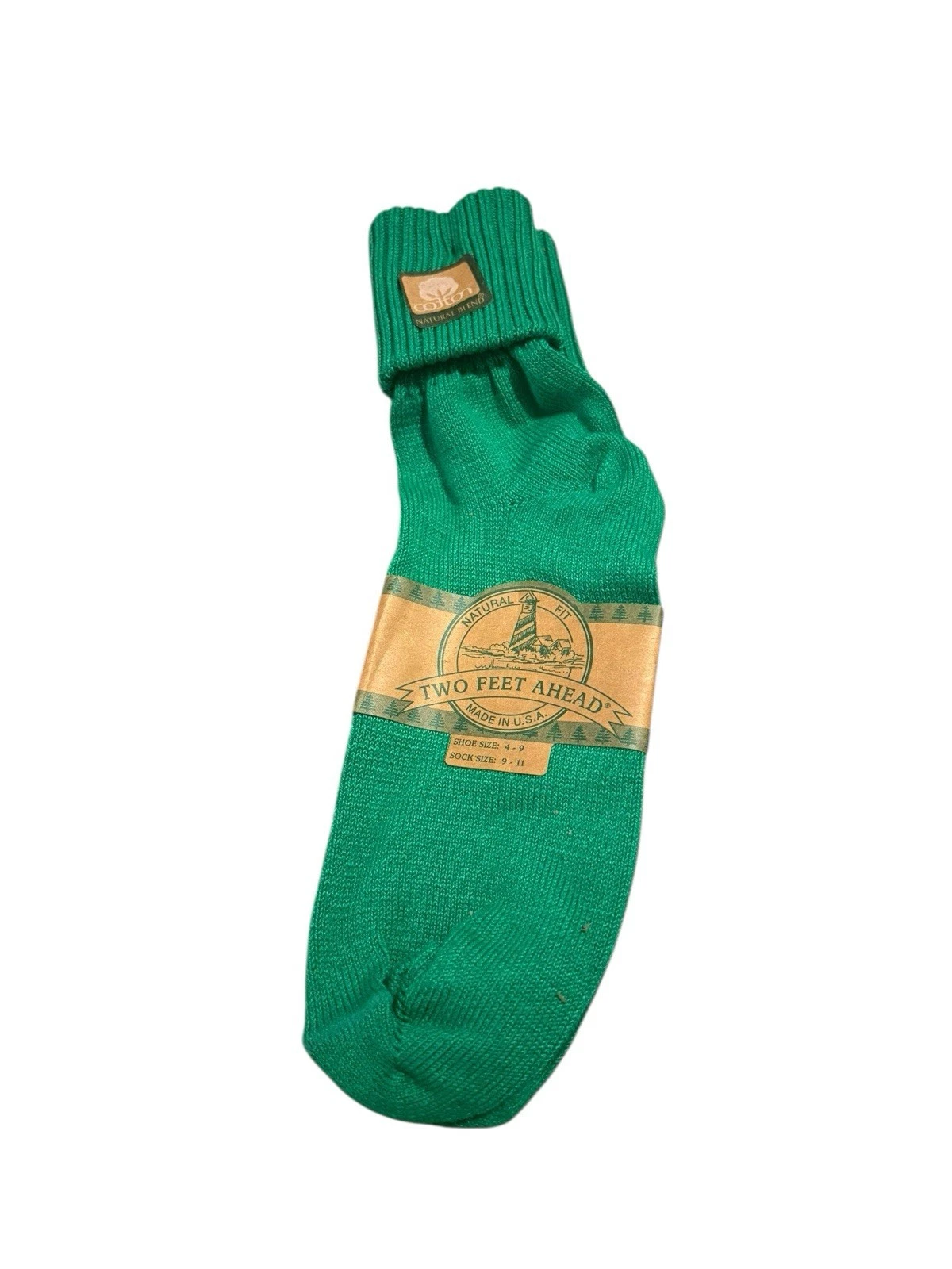 Vintage Ribbed Cuff Ankle Slouch Bobby Socks Ribbed New Old Stock Green 9-11