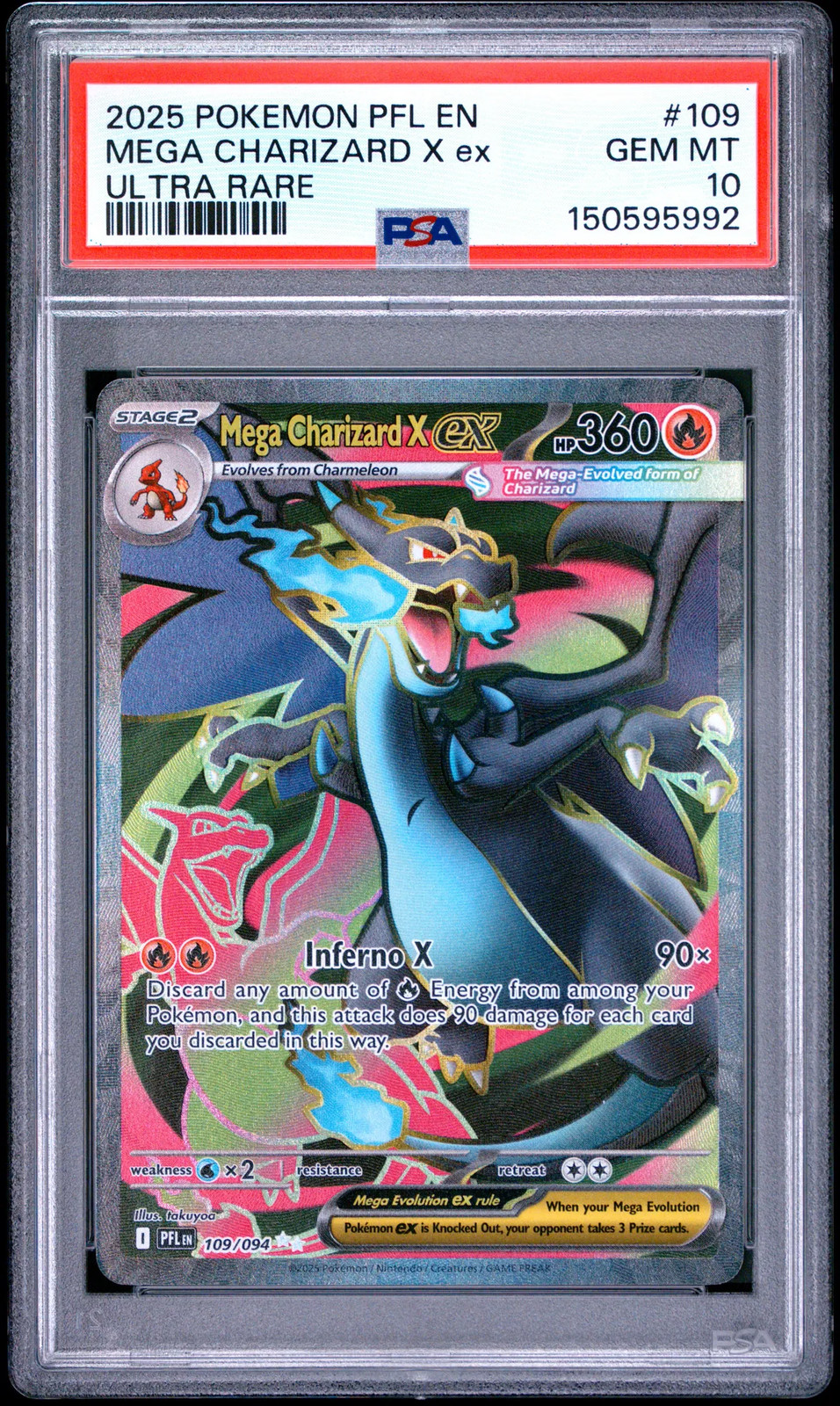 2025 Pokemon PFL EN-Phantasmal Flames Mega Charizard X EX Ultra Rare PSA 10 #109