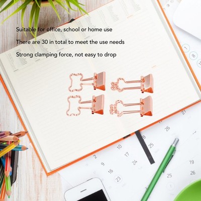 30x Binder Clips Powerful Clamping Force Deer Bone Shapes Handle Rose Gold SET