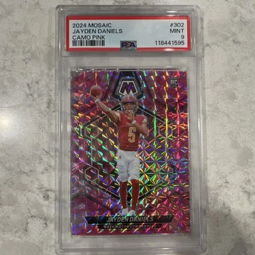 Panini 2024 Mosaic Jayden Daniels #302 Camo Pink Prizm PSA 9 Rookie