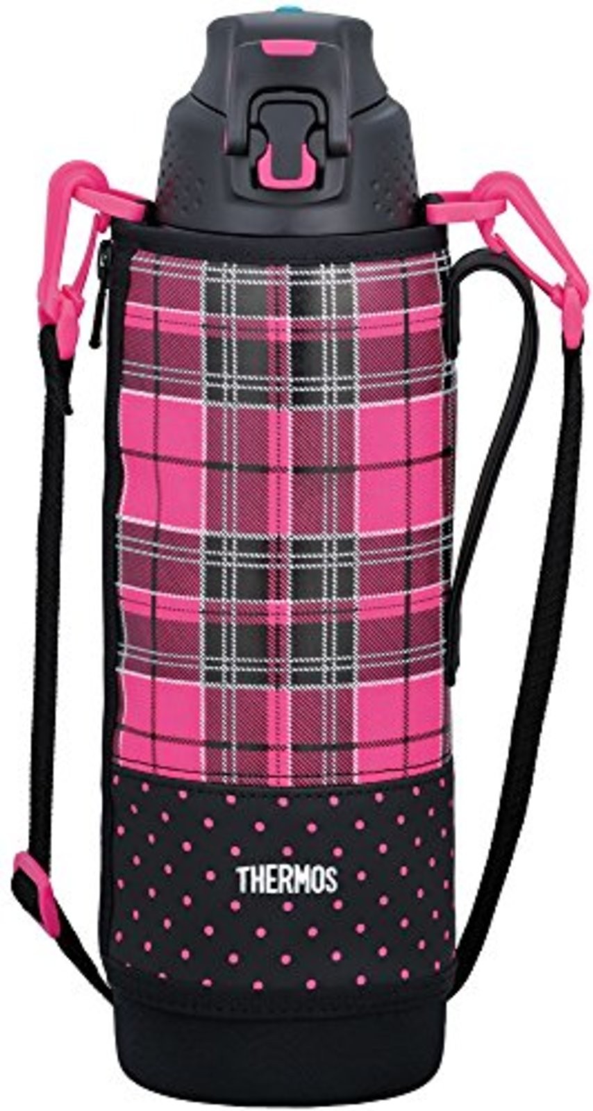 Thermos vacuum insulation sports bottle one touch open type 1.5L pink check F/S
