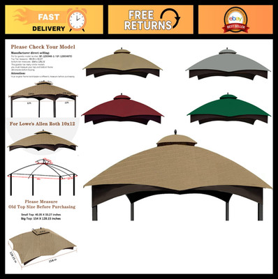 Khaki Ripstop Replacement Canopy for 10x12 Gazebo - Fits Allen Roth Models