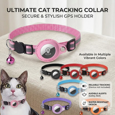 Reflective Cat Collar with AirTag Holder Protective Case Adjustable Pet Necklace