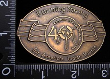 LH28155 COOL VINTAGE  BILLY MILLS  INDIAN YOUTH BRONZETONE BELT BUCKLE
