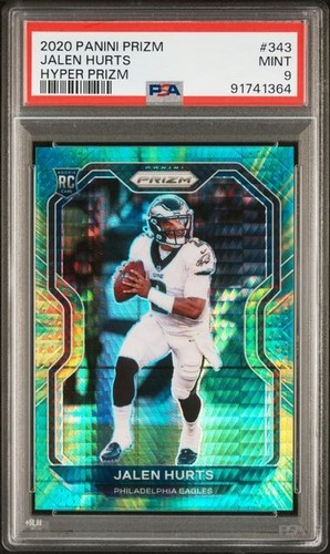 2020 Panini Prizm Jalen Hurts RC Hyper Prizm /175 #343 PSA MINT 9 POP 67