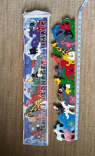 VTG FAO Schwarz Alphabet Animals 26 PC All Wood Playset Puzzle