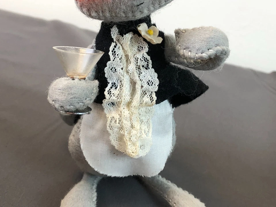 Pair ANNALEE Mobilitee Dolls NEW YEAR'S CELEBRATION Gray Mice Mouse '93 USA Made - Image 4 of 4