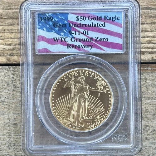 1999 Uncirculated 1oz Fine Gold WTC Ground Zero Recovery $50 Gold Eagle PCGS