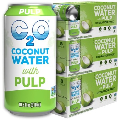 - Coconut Water with Pulp (24 Pack, 3 Boxes of 8) - Made with Fresh Coconut W...