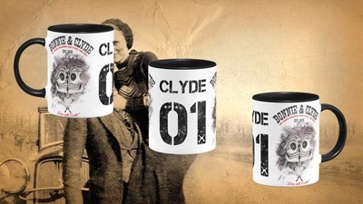 Bonnie & Clyde Tasse ''Clyde'' Schwarze Edition Geschichte Gangster Paar