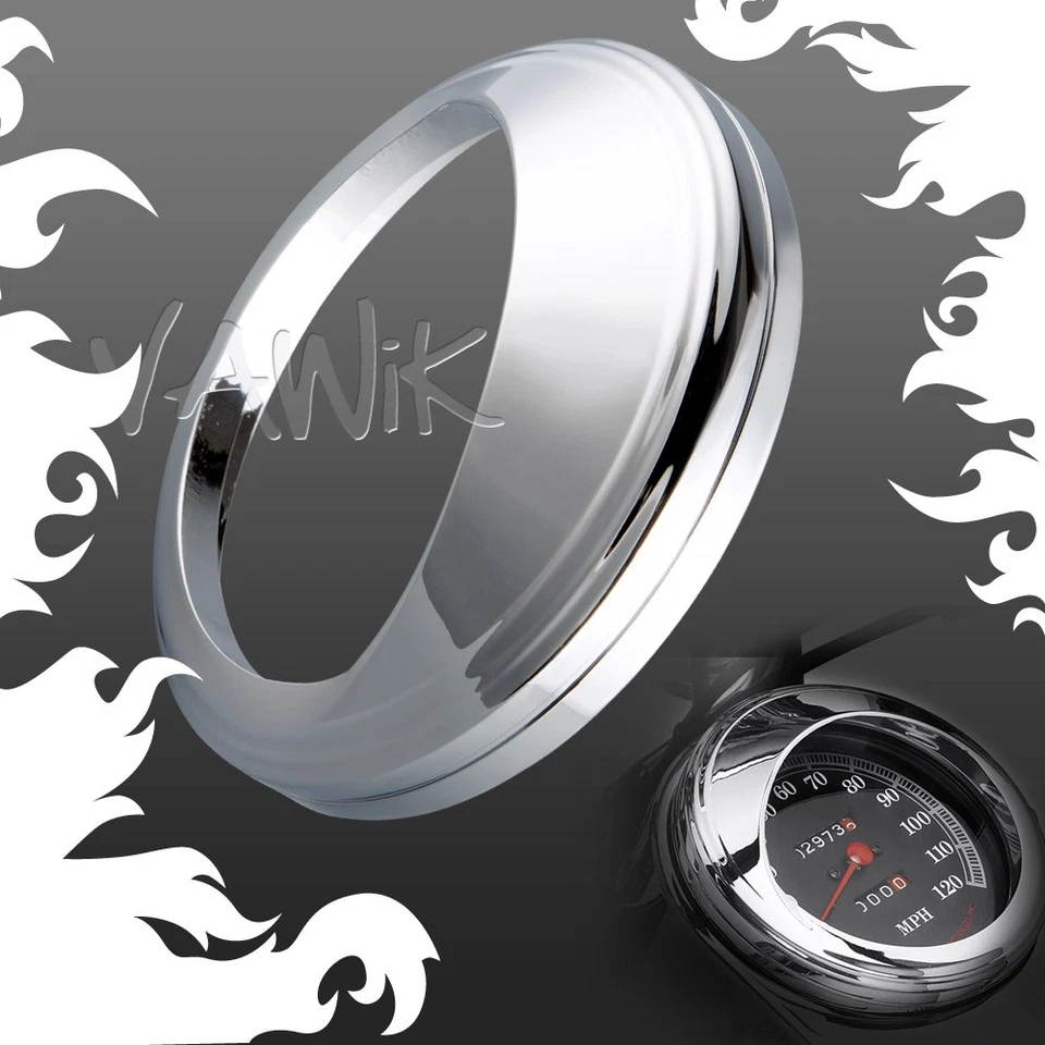 Bisel de visera de anillo cromado de aluminio KiWAV de pago de EE. UU. para velocímetro Harley de 5" Foto 3 de 3