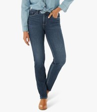 Lee Women's Ultra Lux Mid-Rise Slim Fit Straight Leg Jeans Denim Blue Size 16