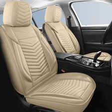 Nappa Leather Car Seat Covers Full Set Brown 5 Seats Protector