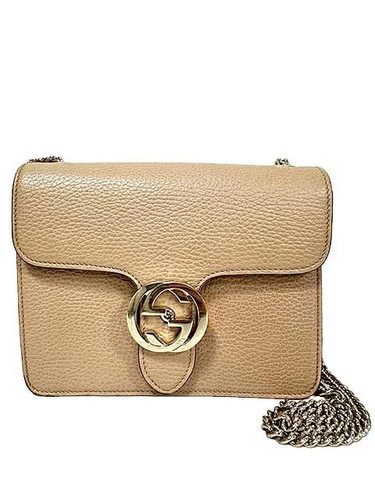 Used Gucci Bag Ladies Shoulder Interlocking G Leather Beige 510304