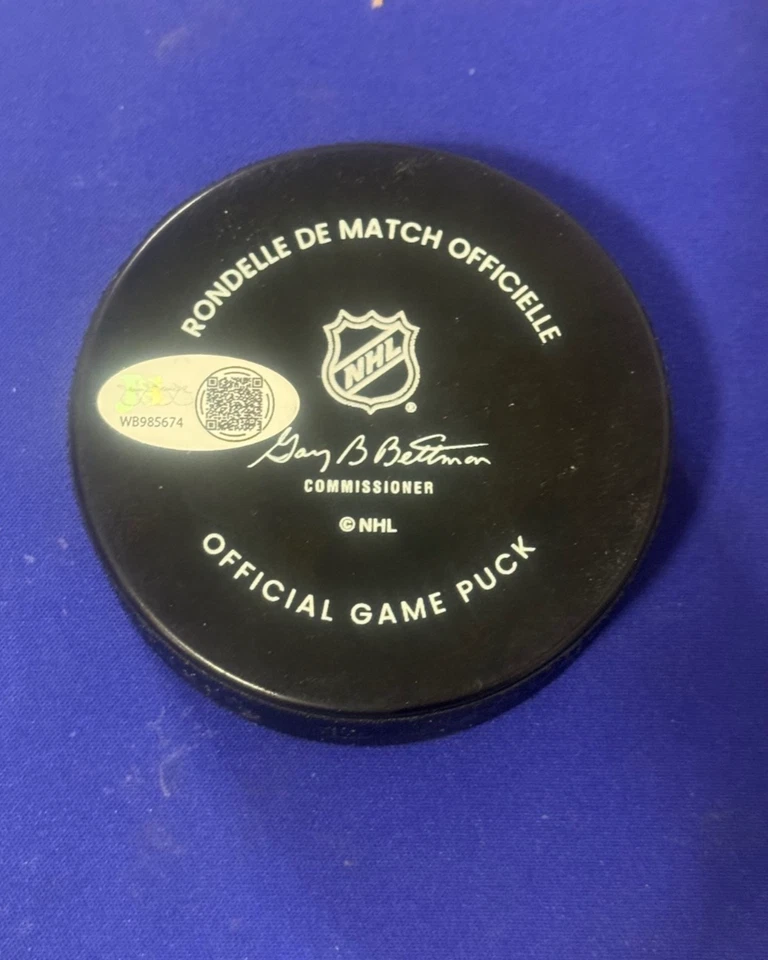 Detroit Red Wings EMMITT FINNIE Signed 100th Anniversary Game Puck JSA - Image 2 of 2