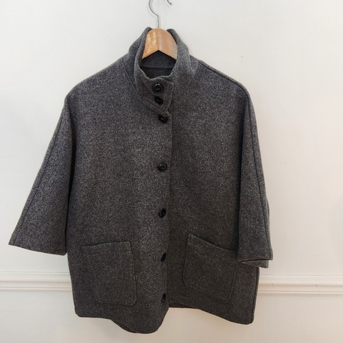 Schott Jacke Größe Small Medium Damen Erbsenmantel Wollmischung Umhang grau Karriere - Bild 1 von 14