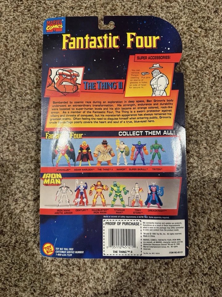复古 ToyBiz 1995 神奇四侠 The Thing 2 II 卧底可动人偶 全新 — 第 2/2 张图片
