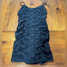 Urban Outfitters Women Black Lace Ruched Adjustable Strap Mini Dress Size Medium