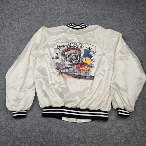 Vintage Hartwell Jacket Mens XL White Santa Fe Railroad Maintenance Varsity USA - product listing photo