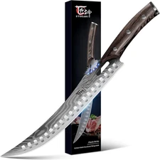 Butcher Breaking Knife for Meat Cutting, 10.5 Inch Japanese Style Curved Carving