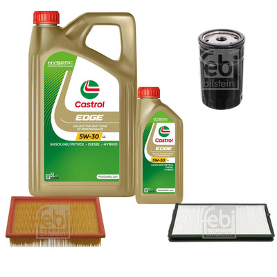 FEBI Inspektionspaket 6L Castrol EDGE Titanium FST 5W-30 LL für BMW 5er E34