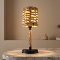 Tischleuchte Tischlampe Wohnzimmerlampe Leseleuchte Geflecht Hanfseil H 45 Cm