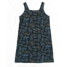 Fresh Produce Large Black Knit Cotton Fish Print Shift Sundress Tank Sleeveless