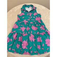 SHEIN Women'4 4 Green Floral Fit & Flare Knee Length Dress Sleeveless NEW!