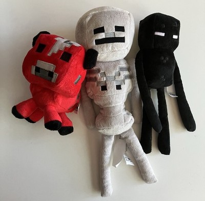 Lot Of 3 Minecraft Plush- Mooshroom, Skeleton & Enderman