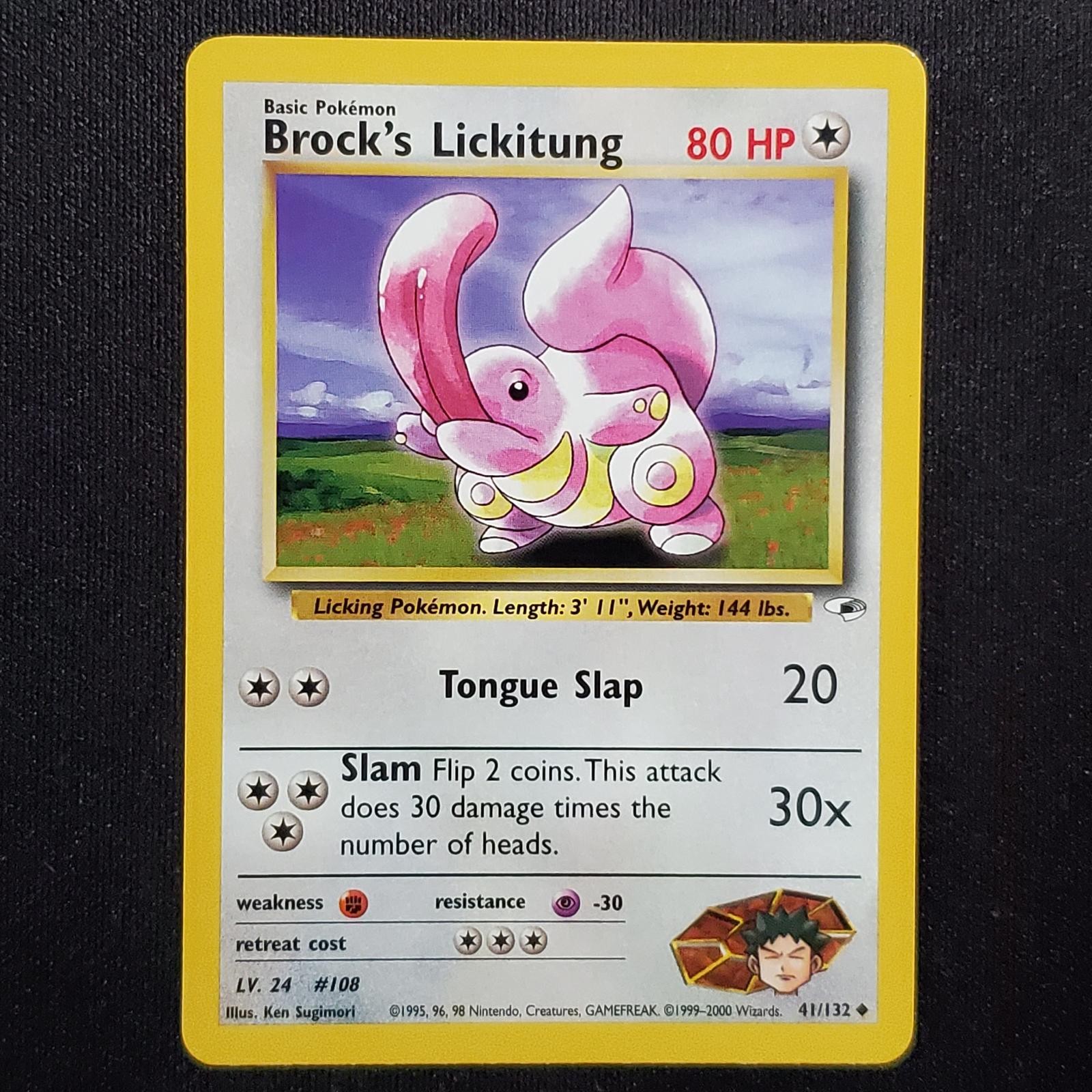 Brock's Lickitung 41/132 Unlimited Uncommon Gym Heroes Pokemon Lightly Played