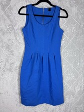 J.Crew Royal Blue Sheath Dress Size 2 Sleeveless Pleated Waist Back Zip