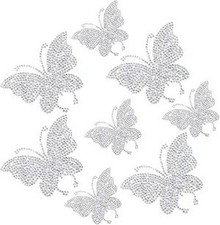 8 Pcs Crystal Rhinestone Butterfly Car Stickers, Silver Shiny Bl Color: Silver