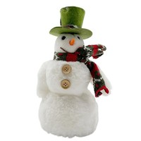 PlüSch Schneemann Weiß/GrüN/Rot Ca.22 Cm Weihnachten Winterdeko Weihnachtsdeko