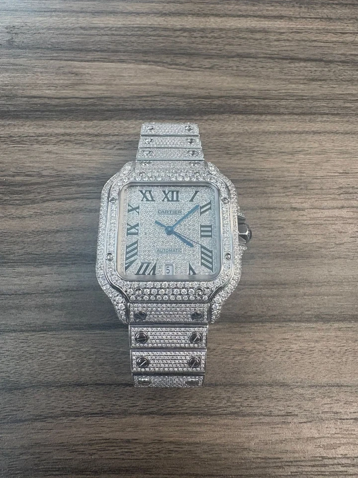 2022 Cartier Santos Men's Large 14ct Natural Diamonds 100% Authentic $18,000 EST - Image 2 of 4