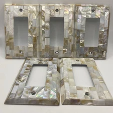 LightSwitch Wall Plate Mother of Pearl Mosaic White Outlet Cover Decorator Set/5