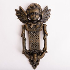 Vintage Angel Cherub Cast Iron Door Knocker 8