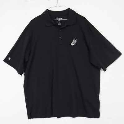 San Antonio Spurs Polo Shirt Mens Large Antigua Golf Black Short Sleeve