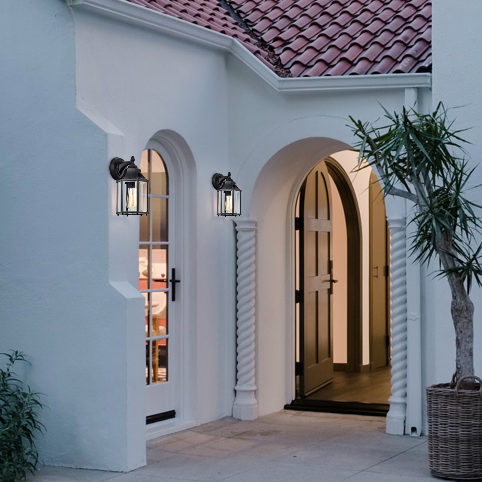 Outdoor Wall Light Fixture Dusk To Dawn 2 Pack Matte Black Outdoor Porch Lights