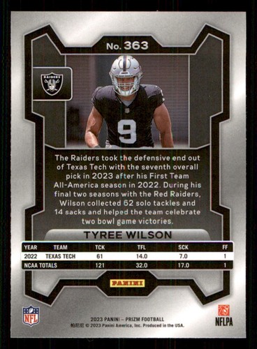 2023 Panini Prizm #363 Tyree Wilson RC - Picture 2 of 2