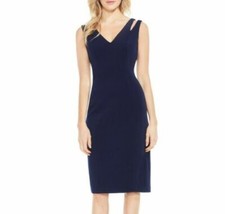 VINCE CAMUTO DOUBLE STRAP BLACK SHEATH DRESS sz 16