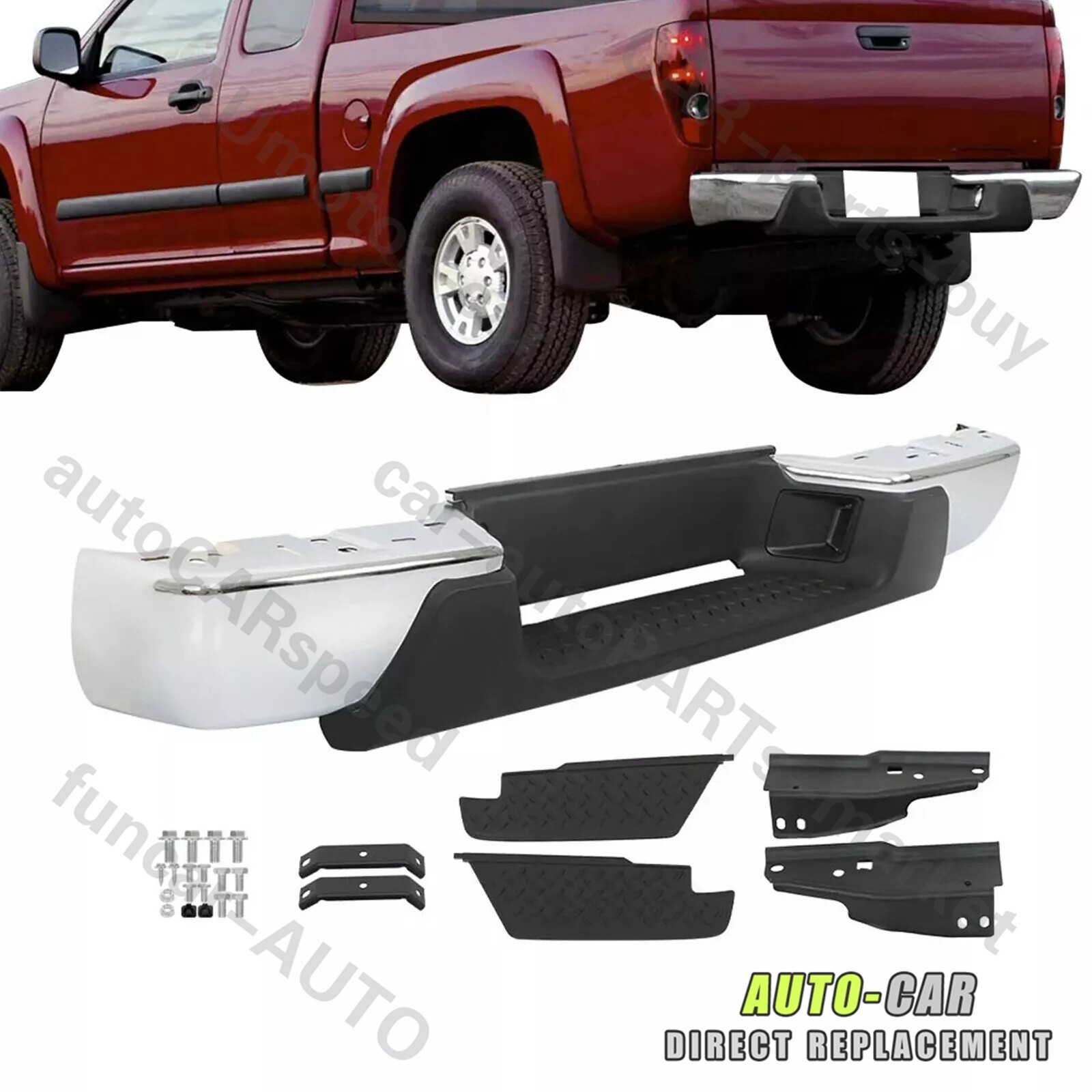 Chrome Rear Steel Bumper For 2004-2007 Chevy Colorado GMC Canyon Pickup