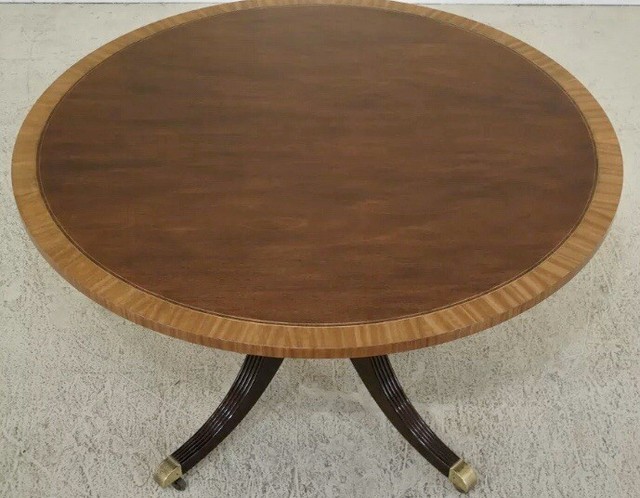 Baker Round Banded Mahogany Bookcase Drum Table For Sale Online Ebay