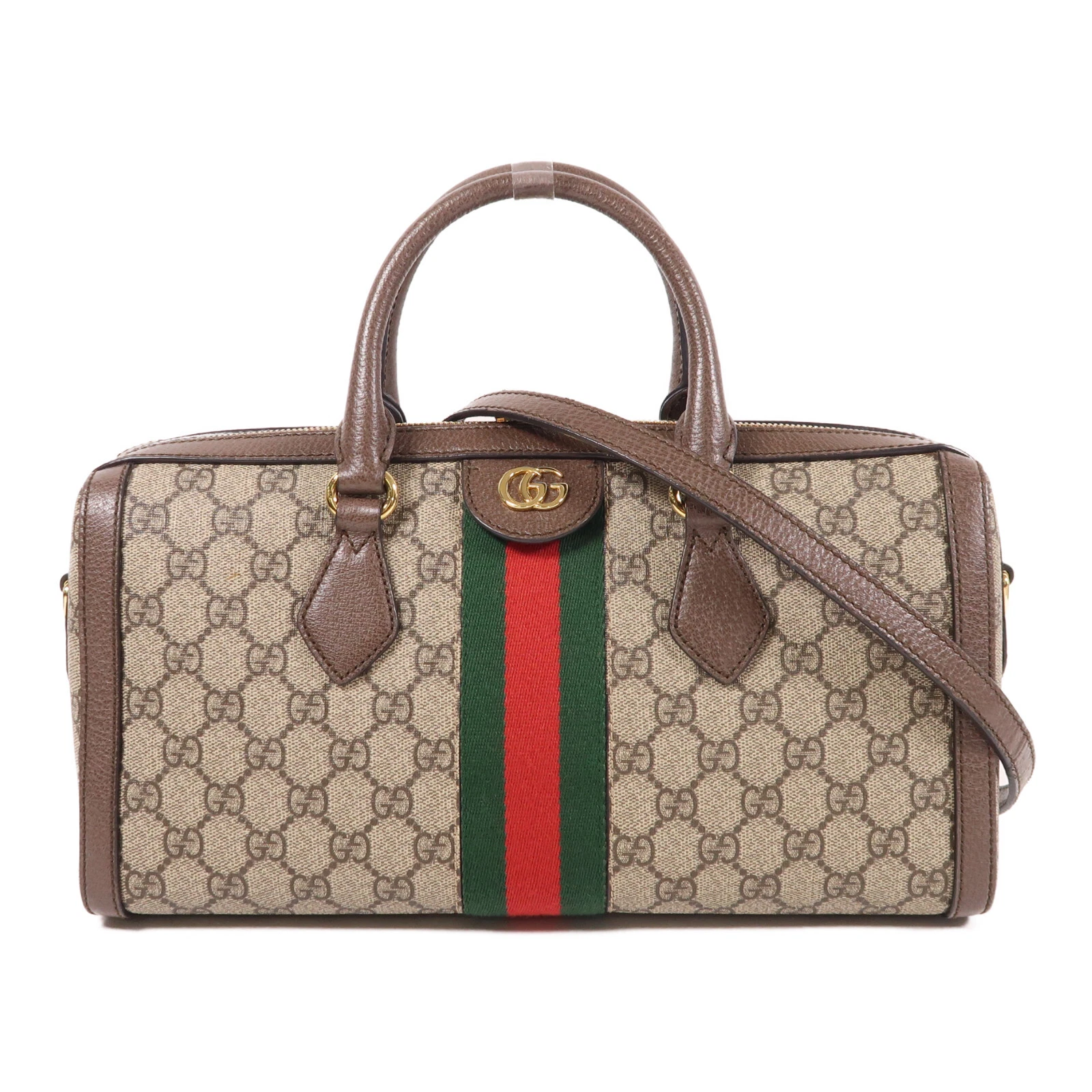 Borsa a tracolla Gucci GG GHW 2 vie Boston 524532 tela rivestita marrone