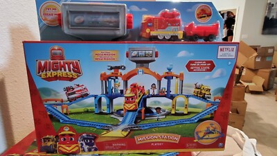 Mighty Express, Mission Station Play Set With Exclusive Freight Nate Toy Train.