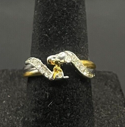 Vintage Antique Silver & Gold Tone Rhinestone CZ Ring - Size 6.5